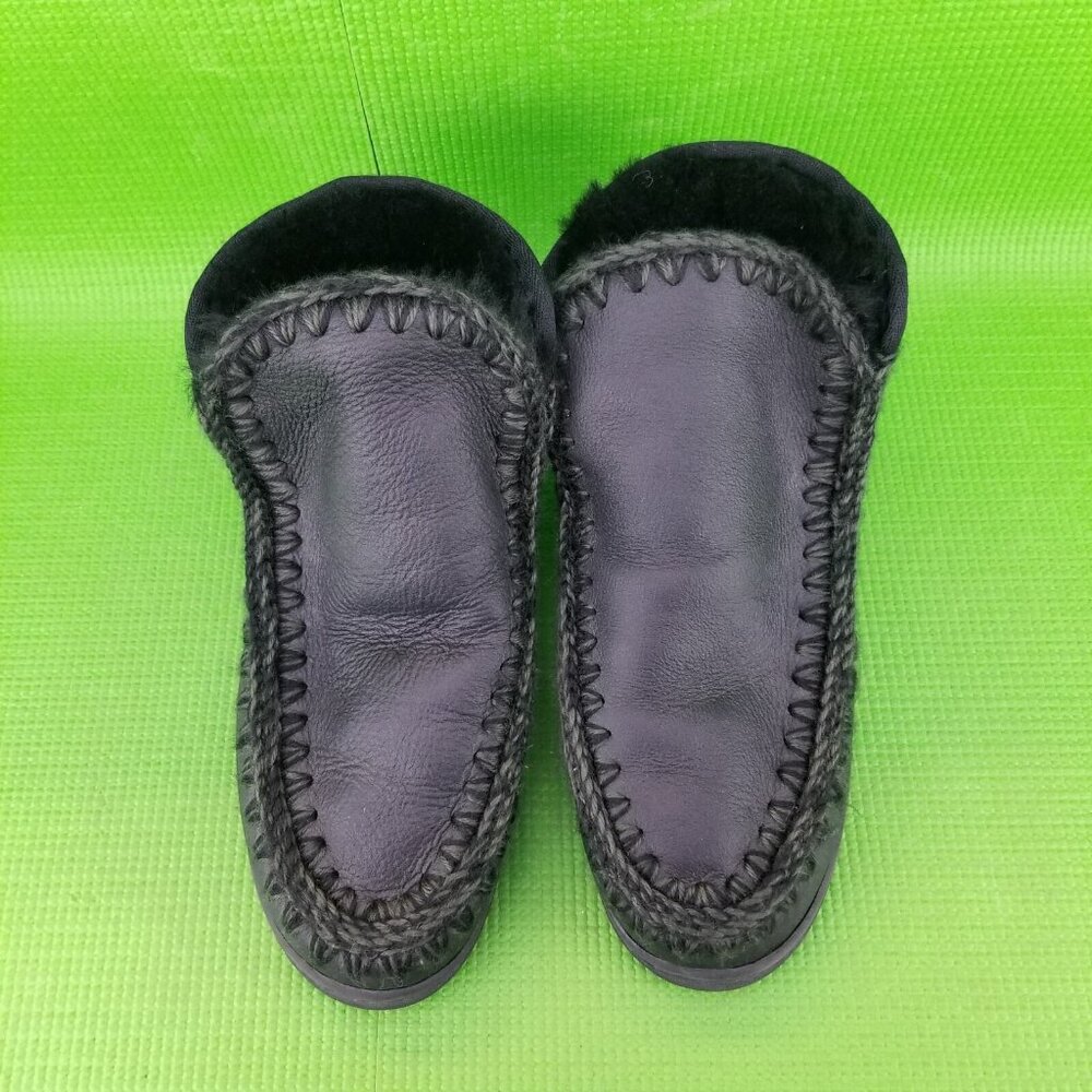✅ Mens 8 MOU ESKIMO Black Pull On Boot/Sneakers Hand-crafted Genuine Sheepskin - Picture 6 of 12